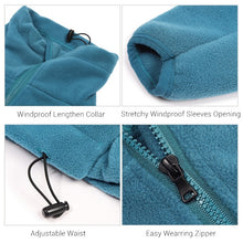 Load image into Gallery viewer, Wind proof lengthened collar with adjustable draw string; Stretchy windproof sleeves opening; adjustable waist for snug fit; easy wearing zipper
