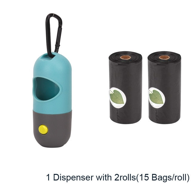 Dog Poop Bag Dispenser with LED light + Waste Bags